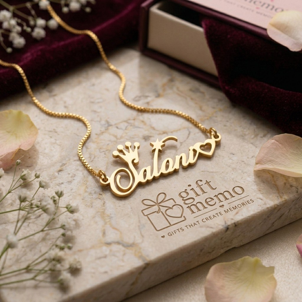 Personalised Name Necklace Gold Plated- 24 K