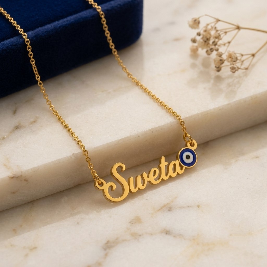 Personalised Name Evil Eye Necklace 